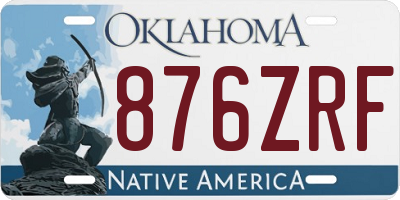 OK license plate 876ZRF