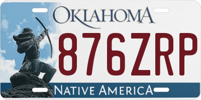OK license plate 876ZRP