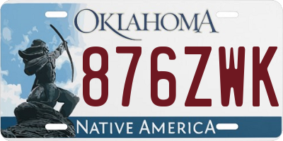 OK license plate 876ZWK