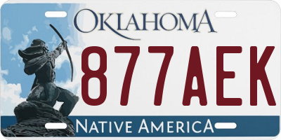 OK license plate 877AEK