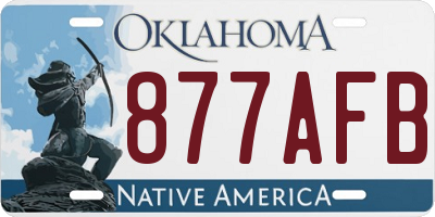OK license plate 877AFB