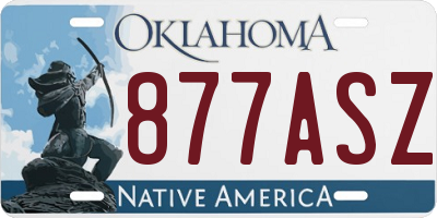 OK license plate 877ASZ