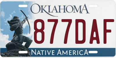 OK license plate 877DAF