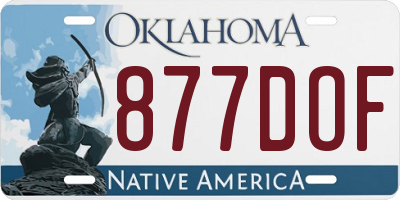 OK license plate 877DOF