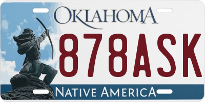 OK license plate 878ASK