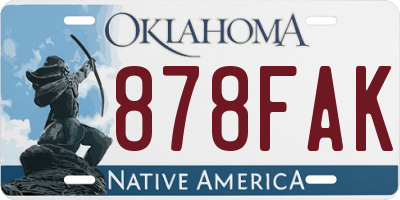 OK license plate 878FAK