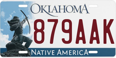 OK license plate 879AAK