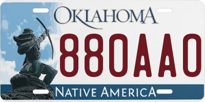 OK license plate 880AAO