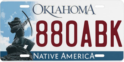 OK license plate 880ABK
