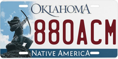 OK license plate 880ACM
