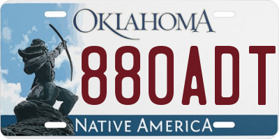 OK license plate 880ADT