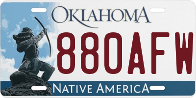 OK license plate 880AFW