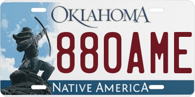 OK license plate 880AME