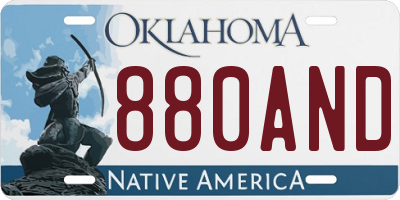 OK license plate 880AND