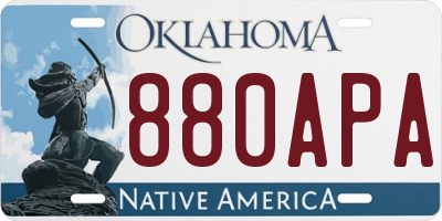 OK license plate 880APA