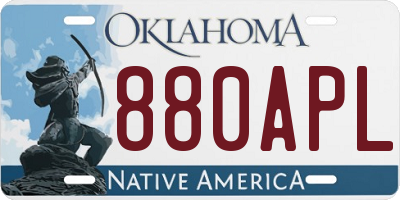 OK license plate 880APL