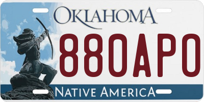 OK license plate 880APO