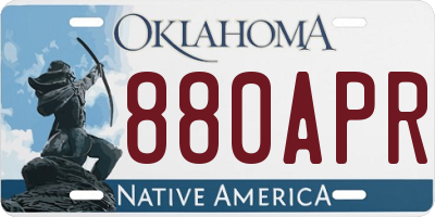 OK license plate 880APR