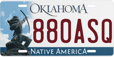 OK license plate 880ASQ