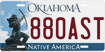 OK license plate 880AST