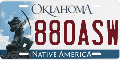 OK license plate 880ASW