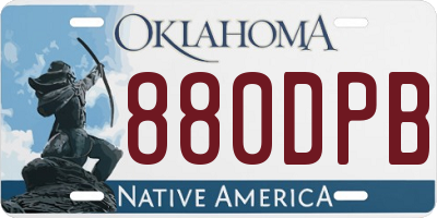 OK license plate 880DPB