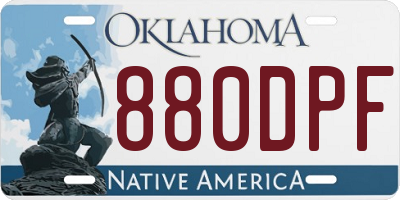 OK license plate 880DPF