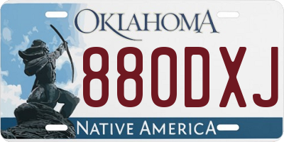 OK license plate 880DXJ