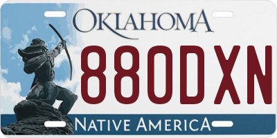 OK license plate 880DXN