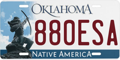 OK license plate 880ESA
