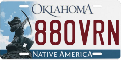 OK license plate 880VRN