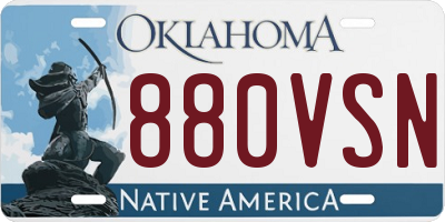 OK license plate 880VSN