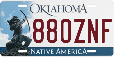 OK license plate 880ZNF