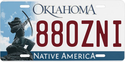 OK license plate 880ZNI
