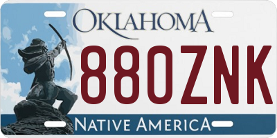 OK license plate 880ZNK