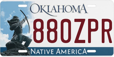 OK license plate 880ZPR