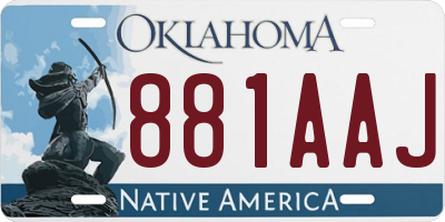 OK license plate 881AAJ