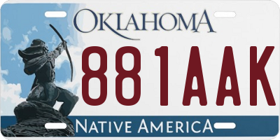 OK license plate 881AAK