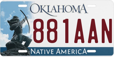 OK license plate 881AAN