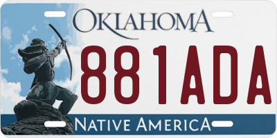OK license plate 881ADA