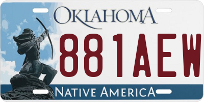 OK license plate 881AEW