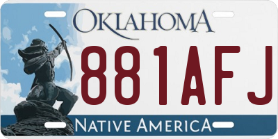 OK license plate 881AFJ