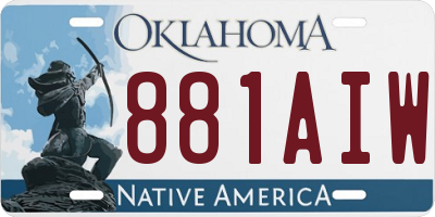 OK license plate 881AIW