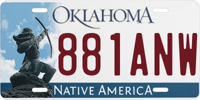 OK license plate 881ANW