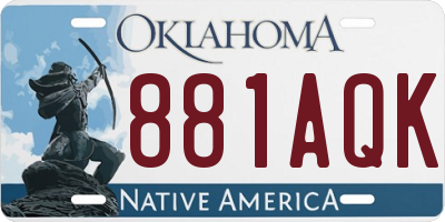 OK license plate 881AQK