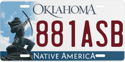 OK license plate 881ASB