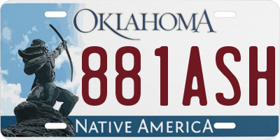 OK license plate 881ASH