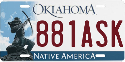 OK license plate 881ASK