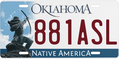 OK license plate 881ASL