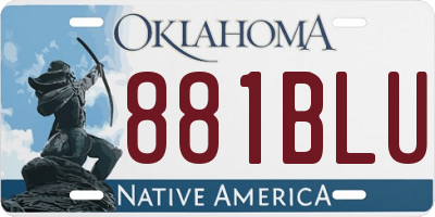 OK license plate 881BLU